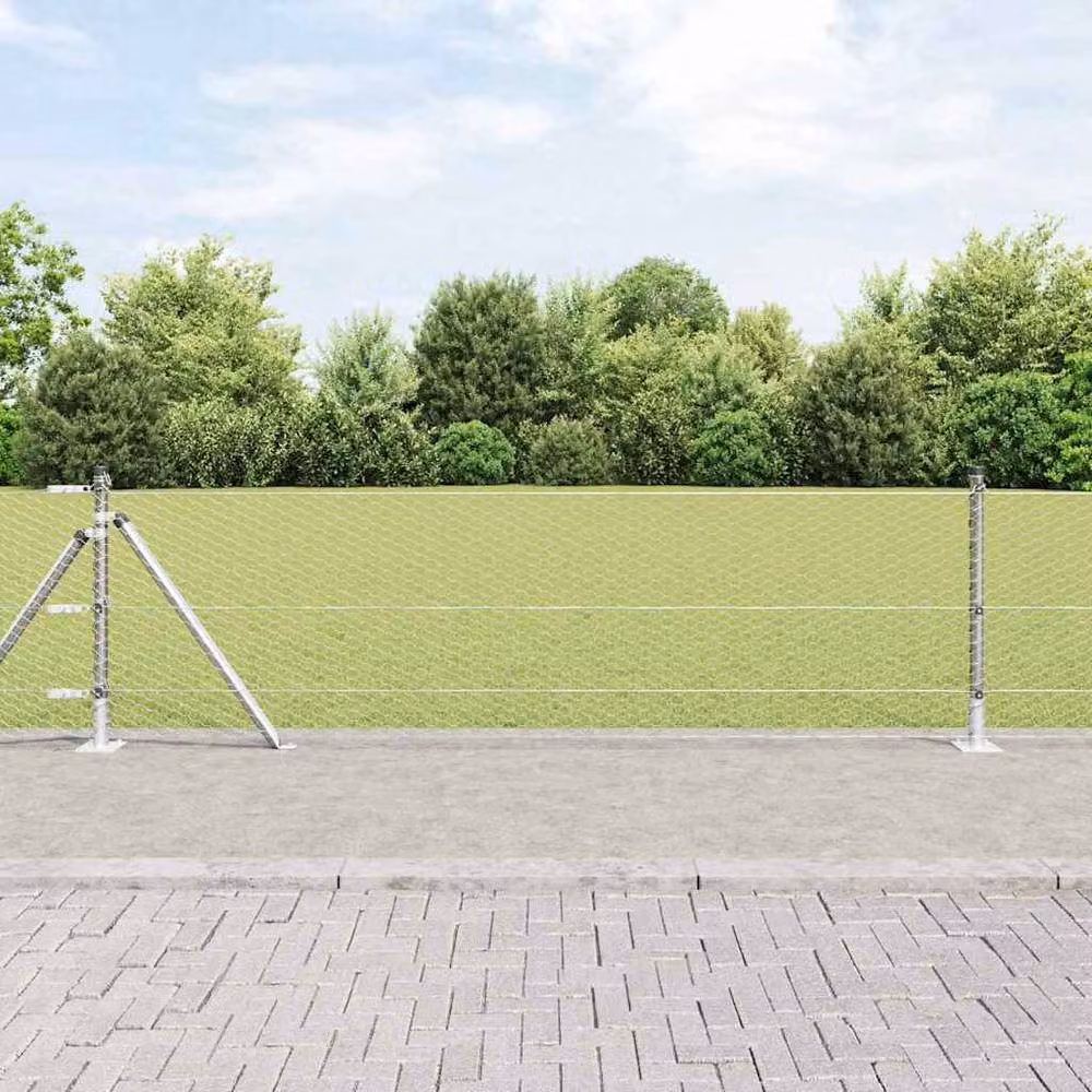Berkfield Home Hexagon Fence in Silver Galvanised Steel, W: 40 cm, L: 10 m – 2