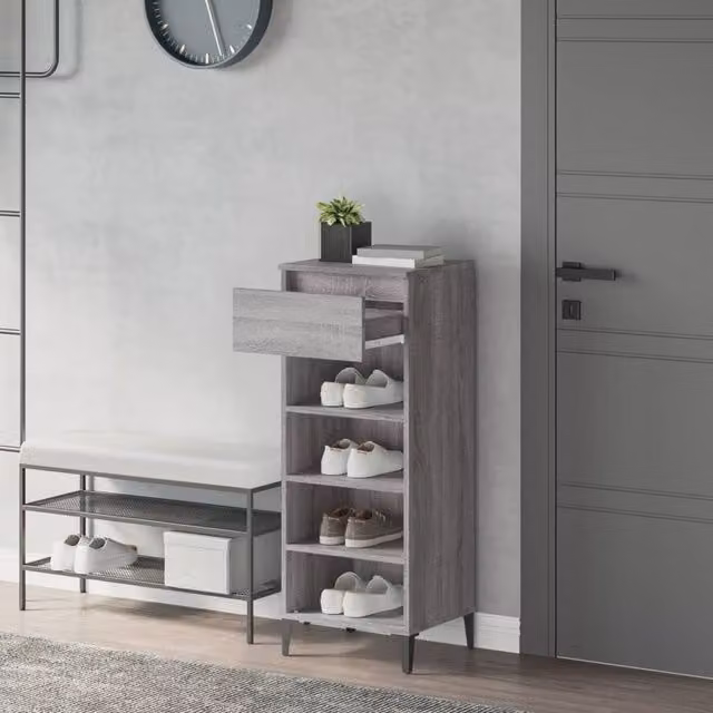 Berkfield Home Grey Sonoma Shoe Rack, W: 40 cm, D: 36 cm, H: 105 cm