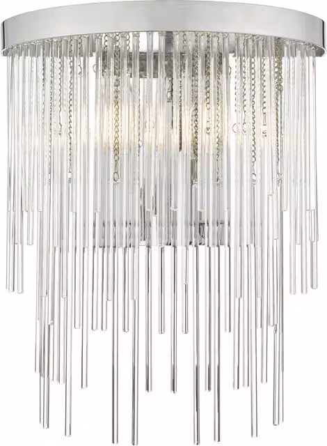 Dar Glamour Chrome and Transparent Glass Wall Light with E14 Dimmable Bulb