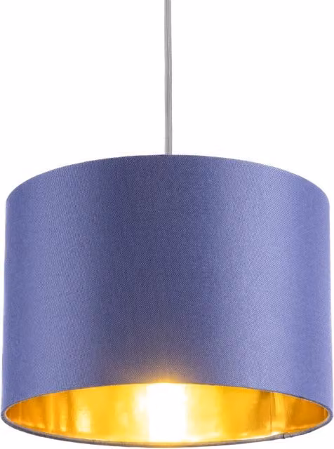 CGC LUPO Luxury Round Drum Lamp Shade in Navy Blue and Gold Cotton Fabric