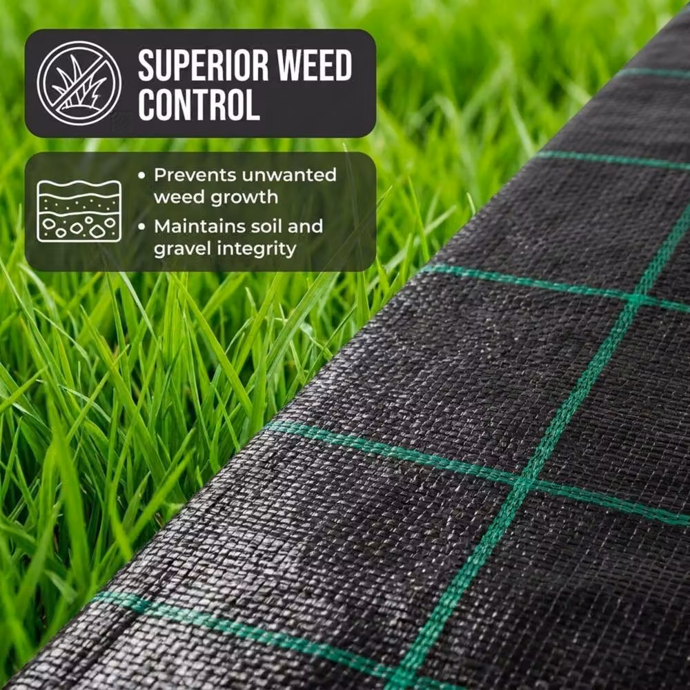 Keplin Heavy Duty Weed Control Membrane Fabric, Black, W: 200 cm, L: 200 cm – 3