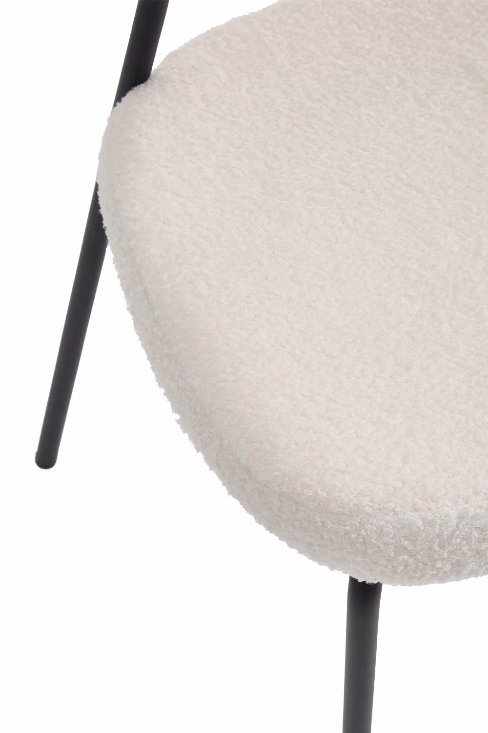 Living and Home Set of 2 White Bouclé Upholstered Dining Chairs with Metal Frame – 2