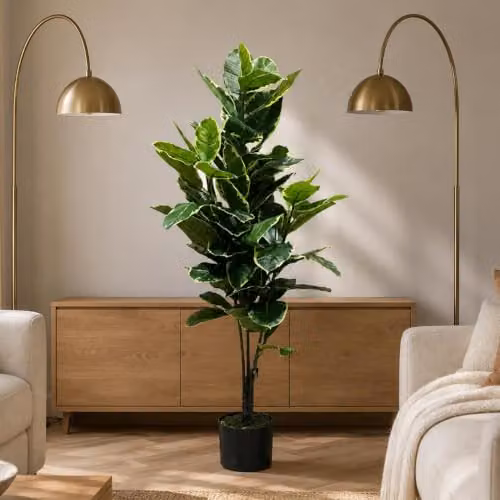 Botanik Green Artificial Rubber Tree, Height: 120 cm – 1