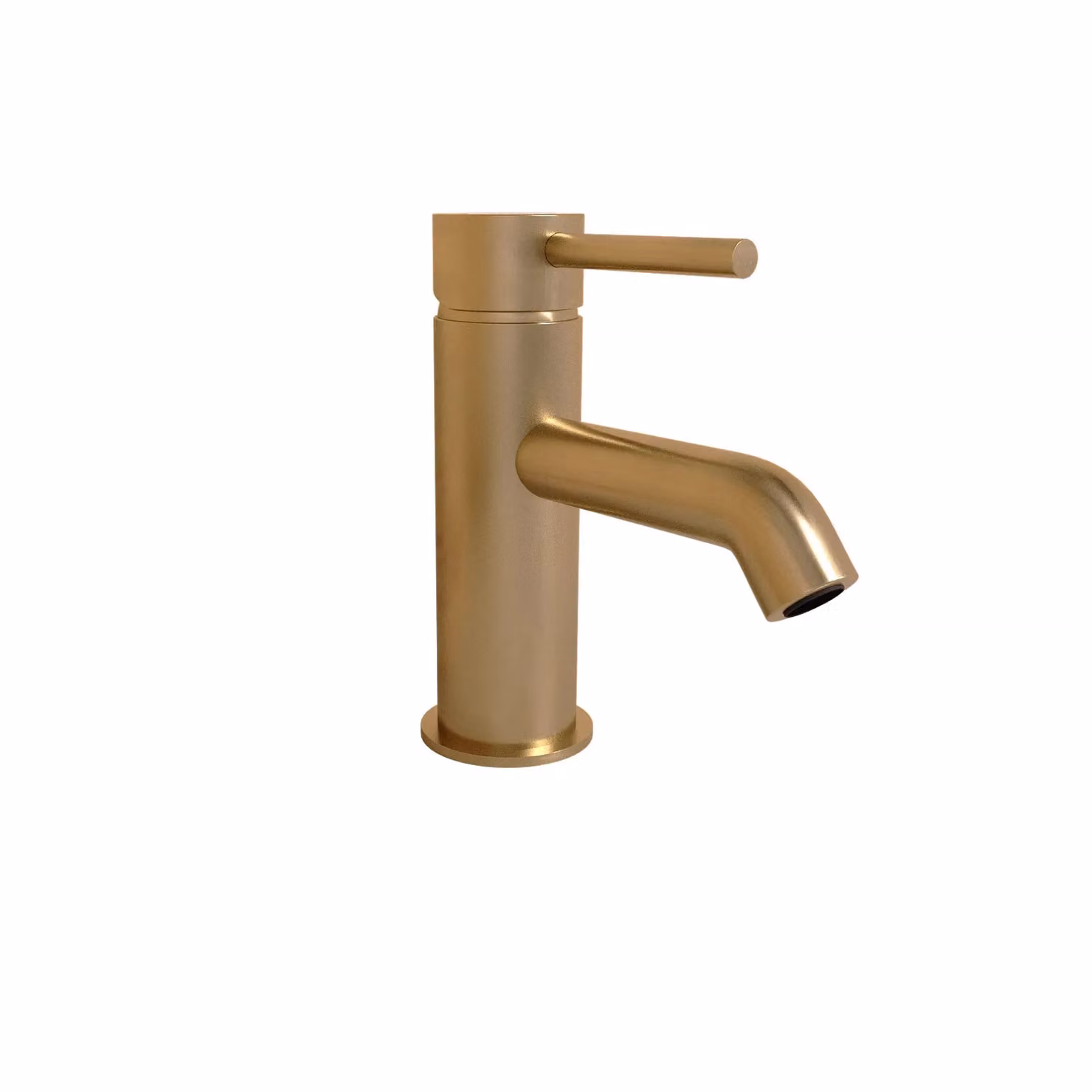 Nes Home Brushed Brass Modern Deck Mounted Round Single Lever Basin Mono Mixer Tap in Beige – 2