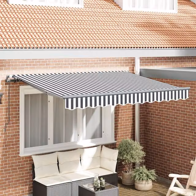 Berkfield Home Manual Retractable Folding Arm Awning in Anthracite, White and Multicolour
