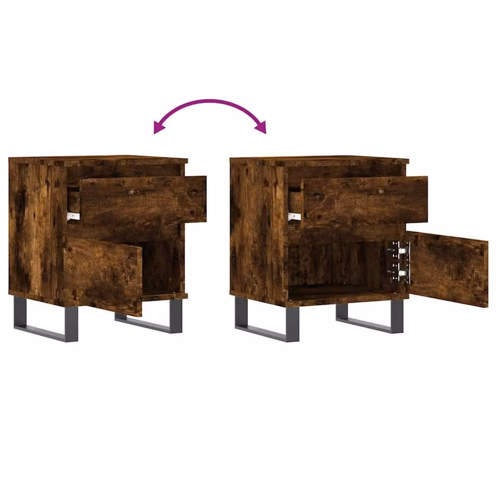 Berkfield Home Modern Bedside Cabinet in Smoked Oak Brown, W/D/H: 40 x 35 x 50 cm – 8