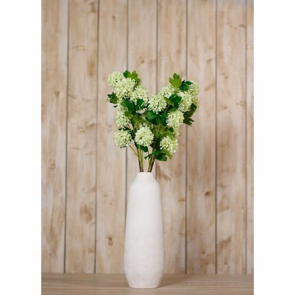 Lemon Pavilion Furniture and Decor Snowball Viburnum Spray Single Stem Flower, Green and White, Height: 77 cm – 3