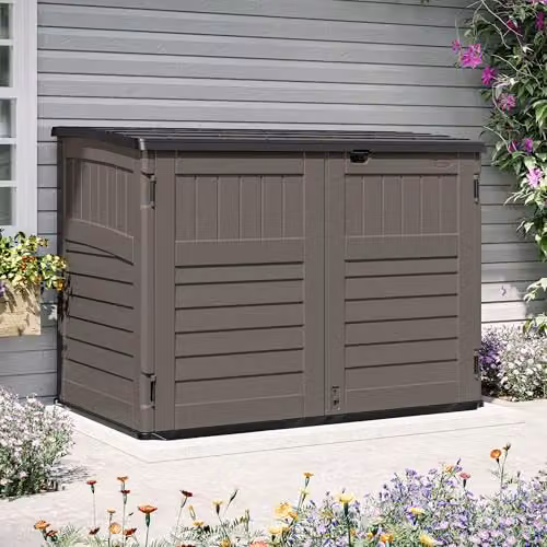 Rowlinson Suncast Stow-Away Large Garden Store in Stone Grey, L112 x W179 x H132 cm