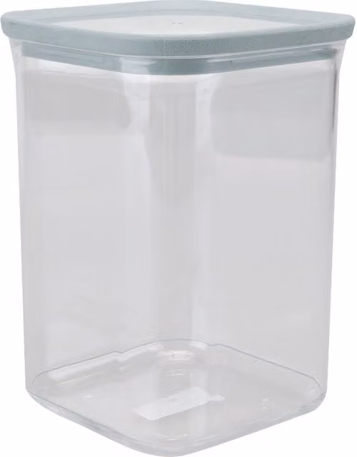 VFM Airtight and Leakproof Square Food Container, 1L, Grey and Transparent, W: 10.2 cm, D: 10.2 cm, H: 15.2 cm