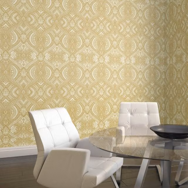 Hoopla Walls Gold and Yellow Geometric Abstract Classic Wallpaper Roll
