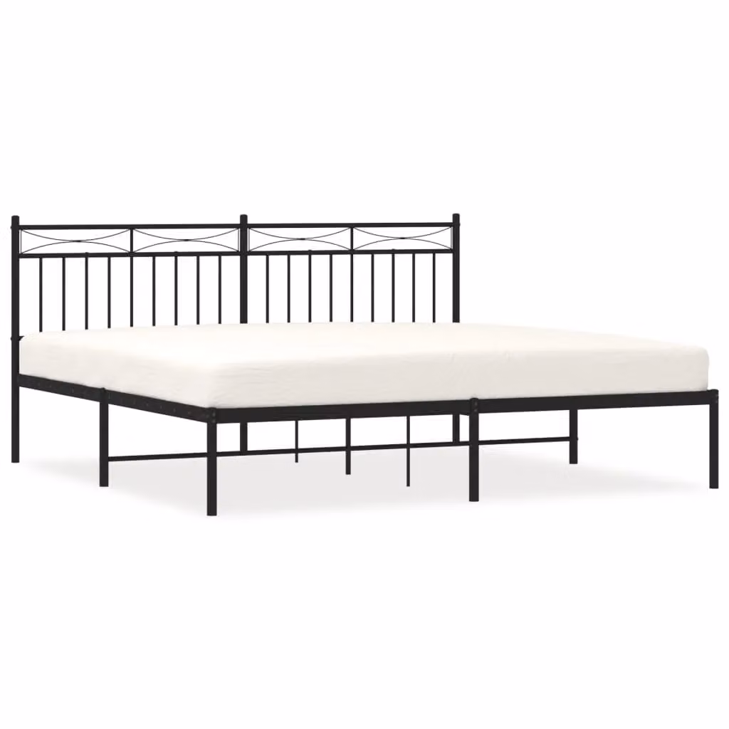 Berkfield Home Metal Bed Frame with Headboard, Black, W/D/H: 180 x 200 cm – 2