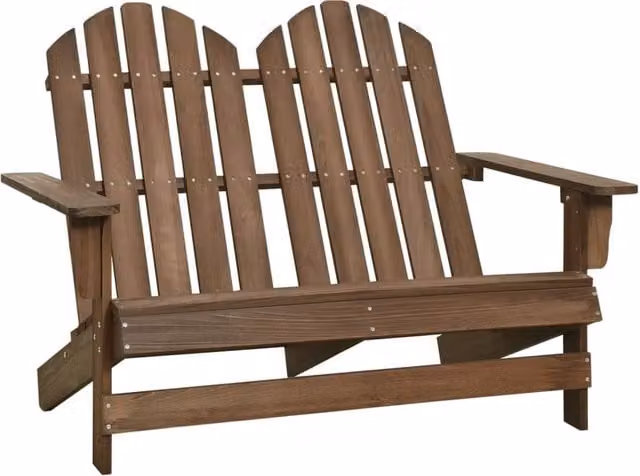 Berkfield Home 2-Seater Garden Adirondack Chair in Brown Solid Wood