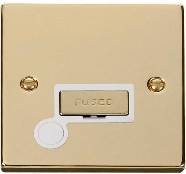 SE HOME Polished Brass 13A Fused Ingot Connection Unit with Flex in White and Gold