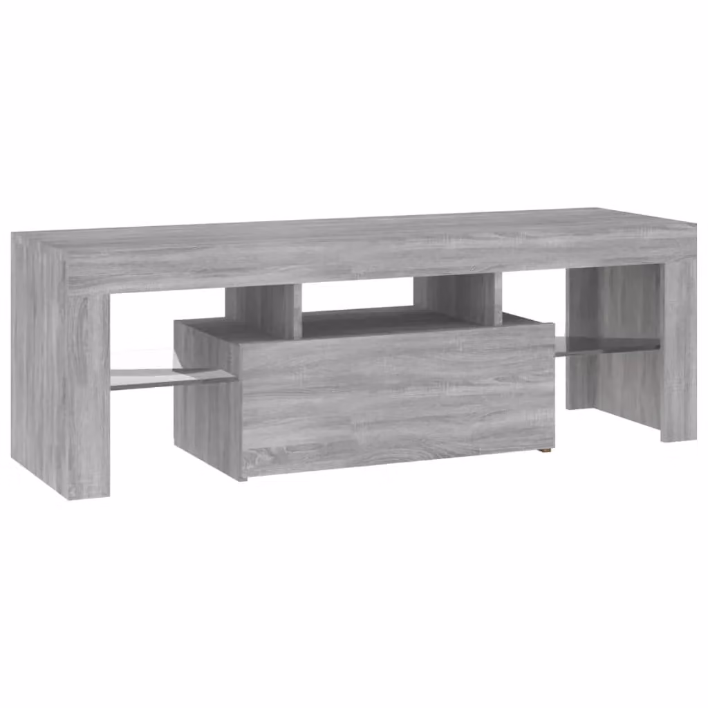 Berkfield Home Modern Grey Sonoma TV Cabinet with Integrated LED Lighting, W/D/H: 120 x 35 x 40 cm