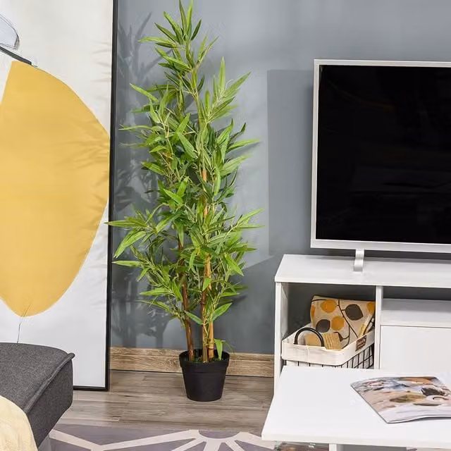 Outsunny Set of 2 Green Artificial Bamboo Tabletop Trees, Height: 120 cm – 1