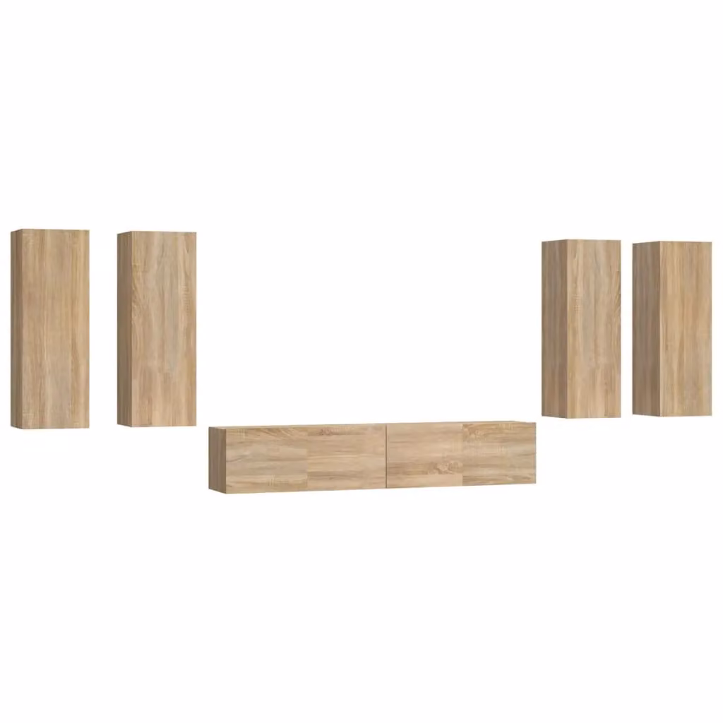 Berkfield Home 6 Piece Classic TV Cabinet Set in Sonoma Oak Brown Engineered Wood – 2