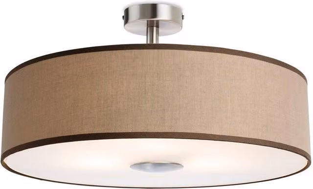 Netlighting Madison 3 Light Semi Flush Ceiling Light in Taupe and Beige with E27 Sockets