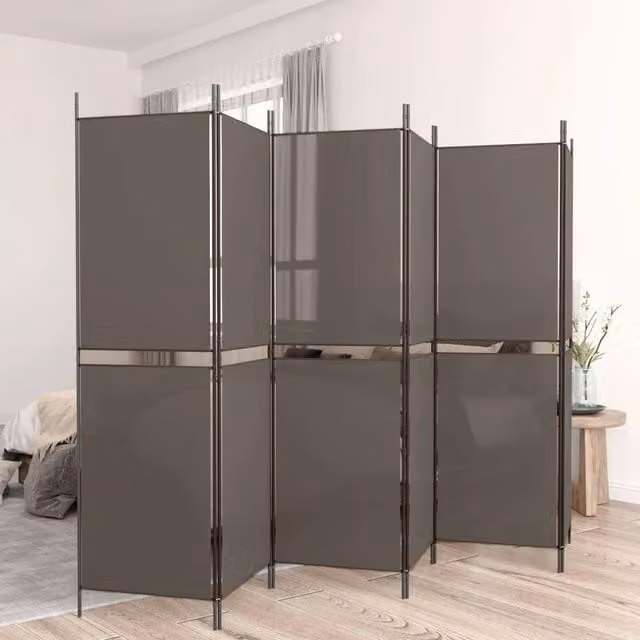 Berkfield Home 6-Panel Fabric Room Divider in Anthracite and Black, W: 300 cm, H: 200 cm – 1
