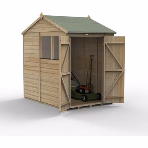 Forest Garden Rustic Wooden Gable Shed in Brown or Green, W/D/H: 152.4 x 121.9 x 213.36 cm