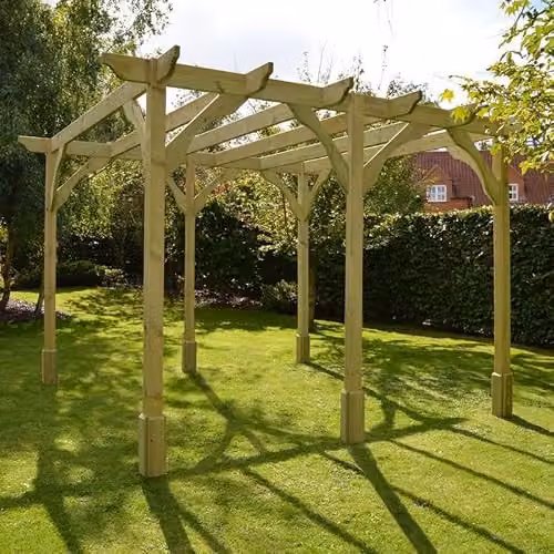 Buttercup Farm Premium 6 Post Wood Pergola in Light Green, W540 x D180 x H270 cm – 3