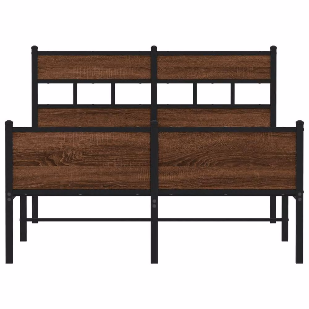 Berkfield Home Elegant Small Double Bed Frame in Brown Oak and Metal, W/D/H: 120 x 190 x 91.5 cm – 4
