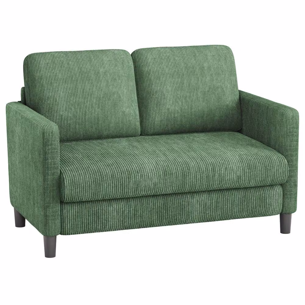 Dprodo Green Corduroy Small Sofa Loveseat, Width: 129 cm, Depth: 58 cm – 4