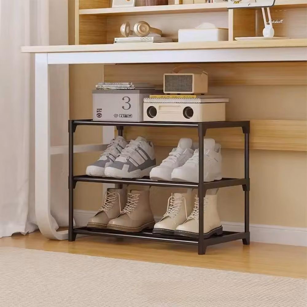 Kelvenix 3-Tier Freestanding Shoe Rack in Black – 3