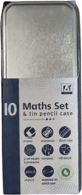 LOS Select Silver Metal Maths Kit in a Box Case for School