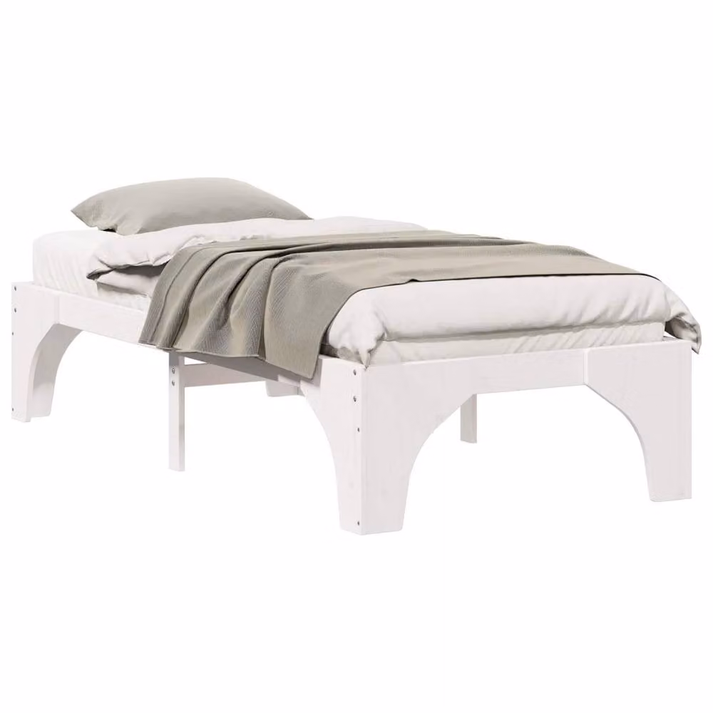 Berkfield Home Modern White Solid Pine Wood Bed Frame W/D/H: 90 x 200 cm – 2