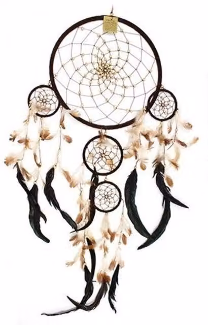 KDMK Large Handcrafted Bali Dreamcatcher in Beige and Brown Boho Mandala Design
