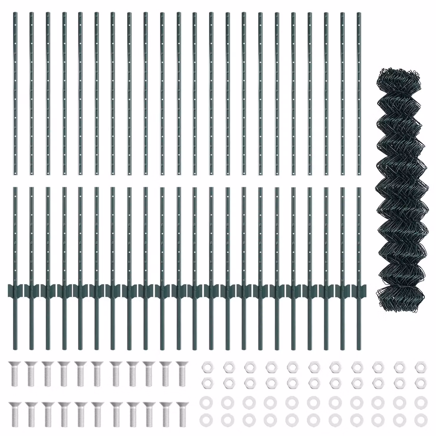 Berkfield Home Green Steel Chain Link Fence with 22 U-Profile Posts, H: 1.2 m x W: 25 m – 1