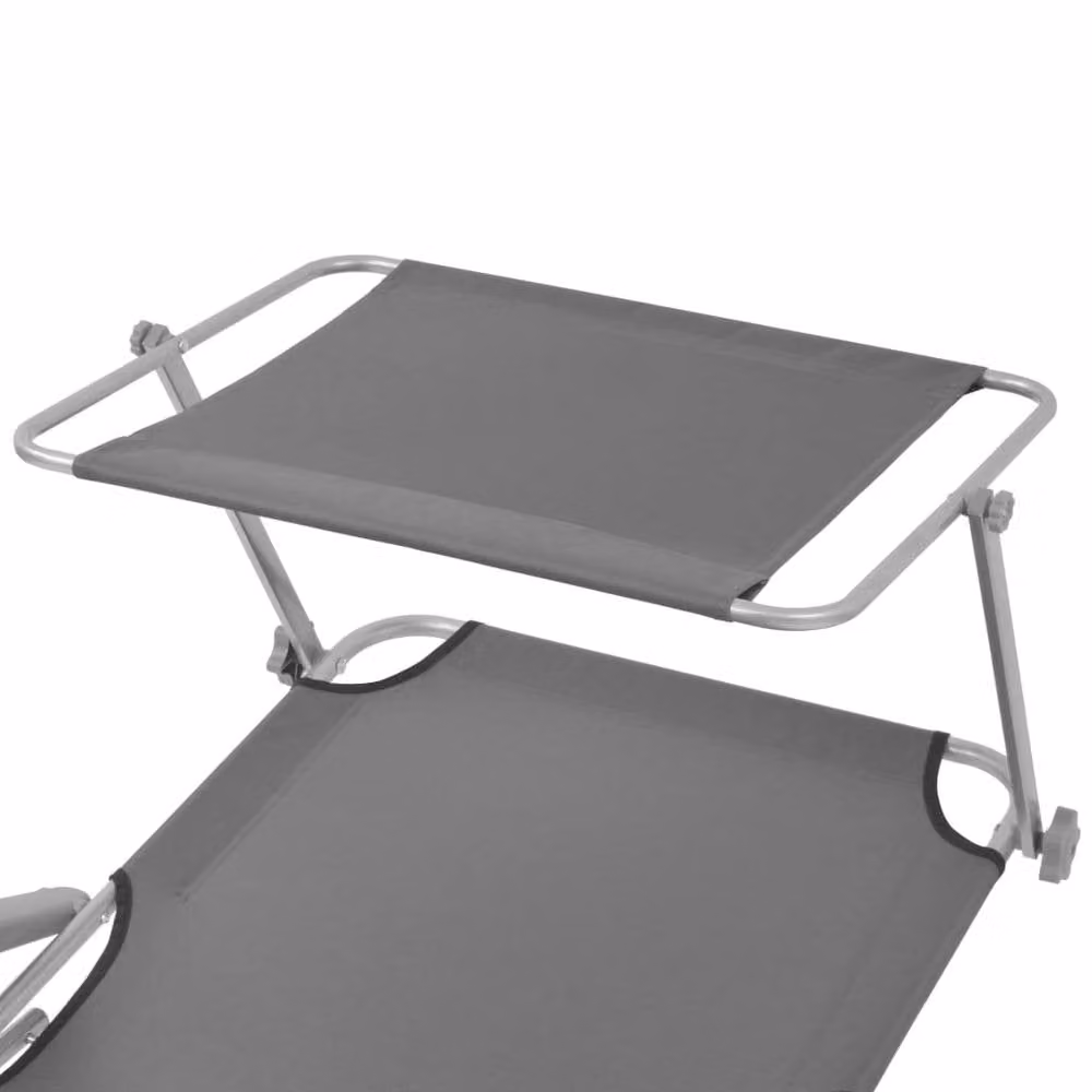 Berkfield Home Sun Lounger with Canopy in Steel Grey – 2