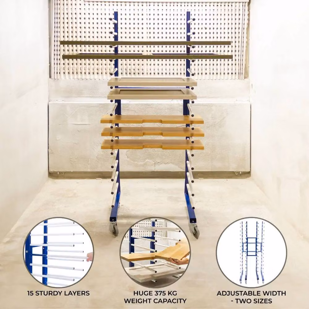 Monstershop Combi Spray Drying Rack Trolley in Blue Steel, H 181.5 x W 65.0 x D 35.0 cm – 2