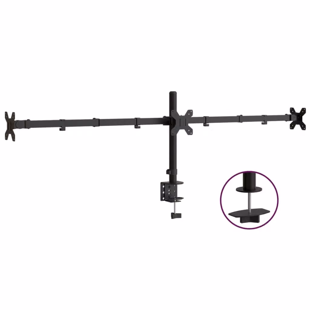Berkfield Home Triple Monitor Stand in Black Steel with VESA 75/100 mm – 2