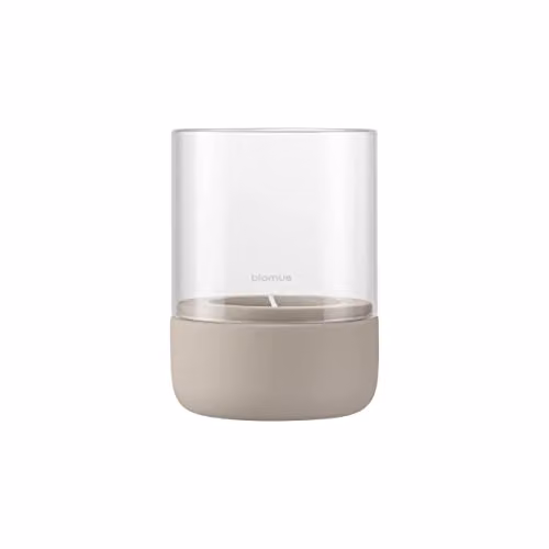 Blomus Calma Hurricane Lantern Fungi Small in Transparent and Grey, H 14.0 cm x W 10.0 cm x D 10.0 cm