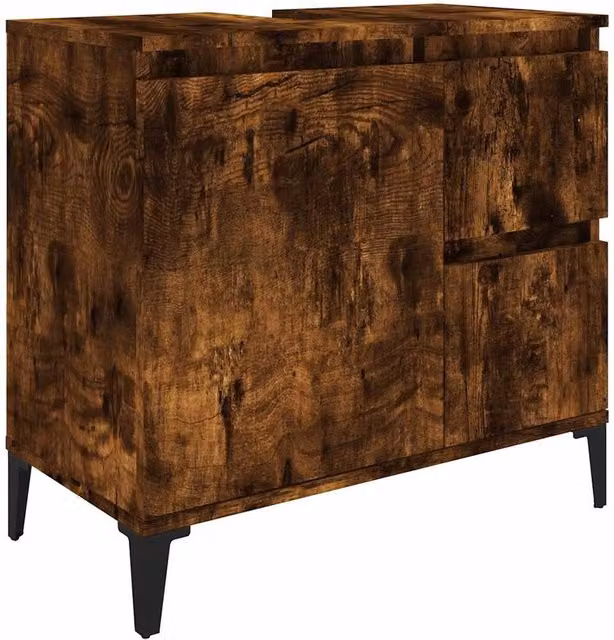 Berkfield Home Bathroom Cabinet in Smoked Oak Brown, W: 65 cm, D: 33 cm, H: 60 cm – 1