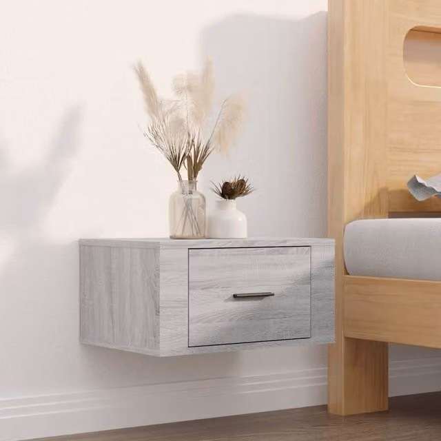 Berkfield Home Elegant Wall-mounted Bedside Cabinets, 2 Piece Set, Grey Sonoma, W: 50 cm, D: 36 cm, H: 25 cm