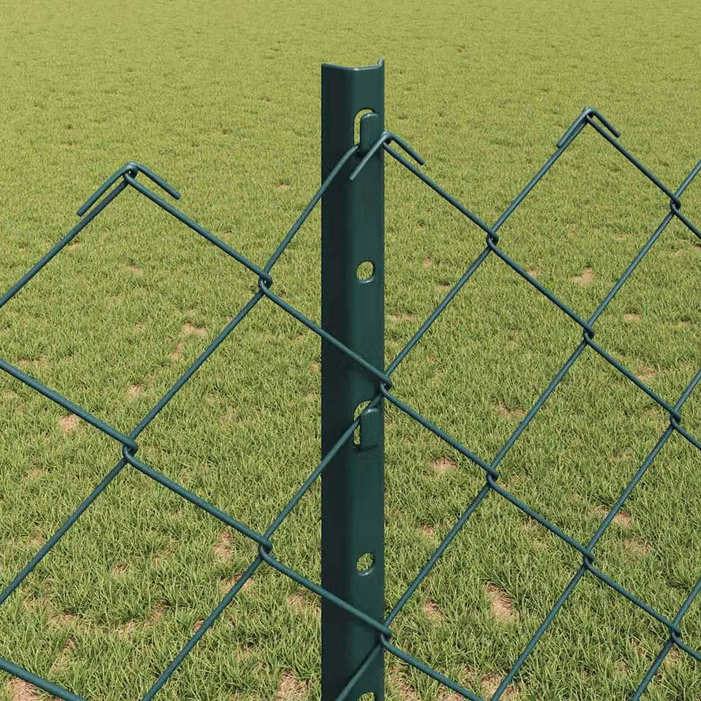Berkfield Home Green Steel Chain Link Fence with 22 U-Profile In-Ground Posts, H x W: 120 x 2500 cm – 3