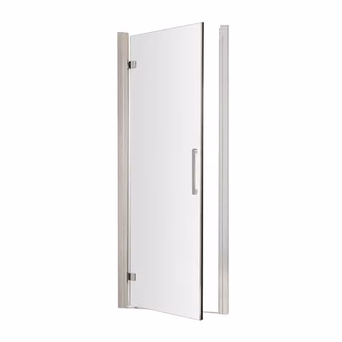 Balterley Hinged Shower Door with Bar Handle, 8mm Toughened Safety Glass, Chrome and Transparent, W: 75 cm, D: 4.4 cm, H: 190 cm