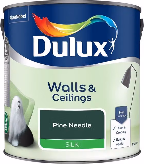 Dulux Silk Emulsion Dispersion Paint in Green, 2.5l