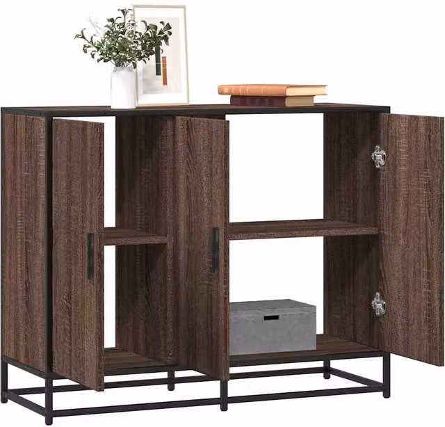 Berkfield Home Industrial Sideboard in Brown Oak, W/D/H: 94 x 35 x 76 cm – 1