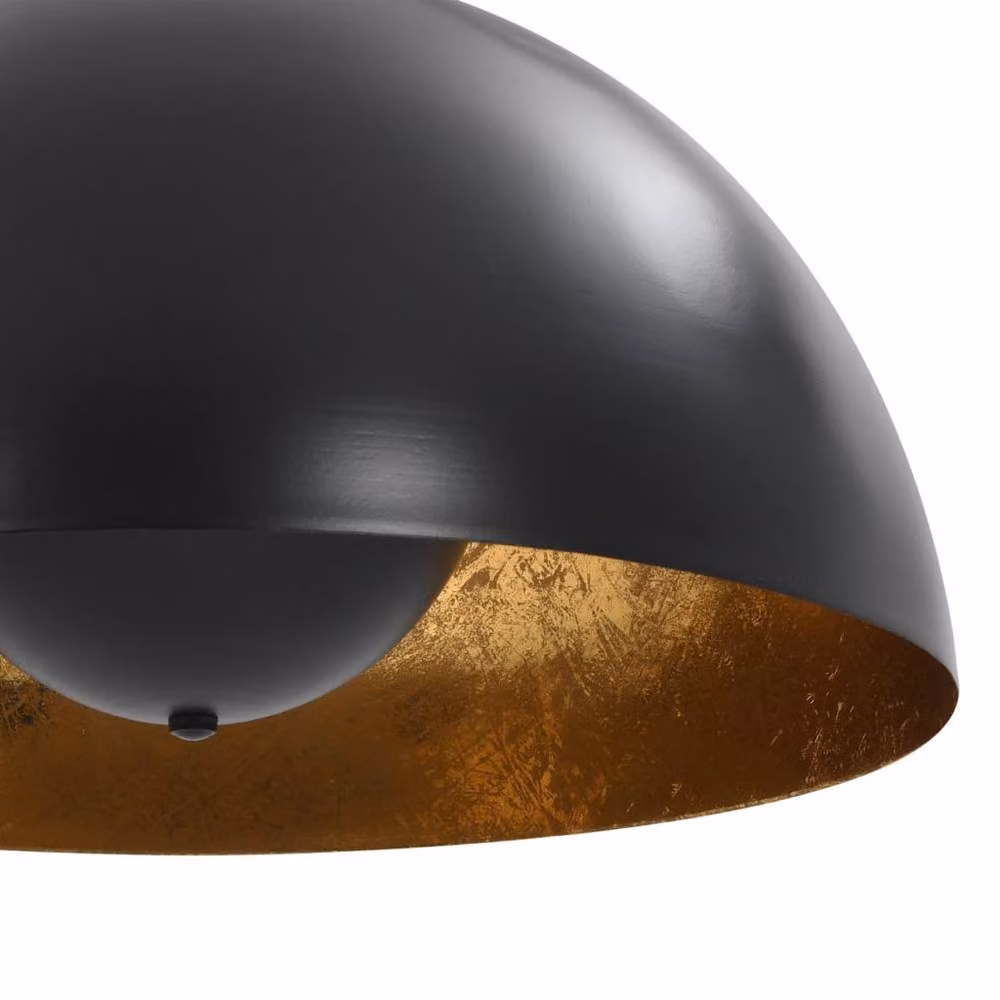 Berkfield Home Set of 2 Modern Semi-spherical Dome Ceiling Lamps in Black and Gold, Diameter: 40 cm, E27 – 5