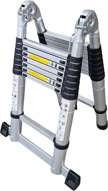 Samuel Alexander Silver Lightweight Aluminium Hinged Telescopic Extendable Multi-Position Ladder