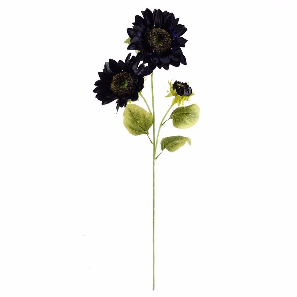 Leaf Premium Purple Artificial Sunflower Arrangement in a Glass Vase, Height: 100 cm – 2