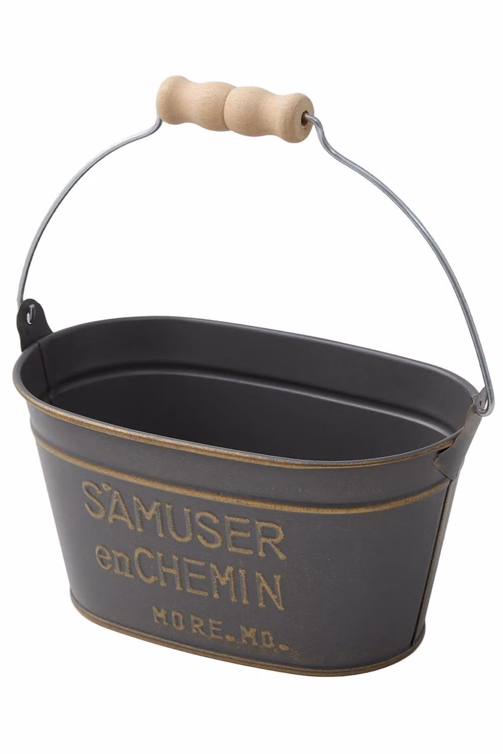 Living and Home 2-Piece Black Metal Retro Oval Tabletop Plant Pot Set with Handles