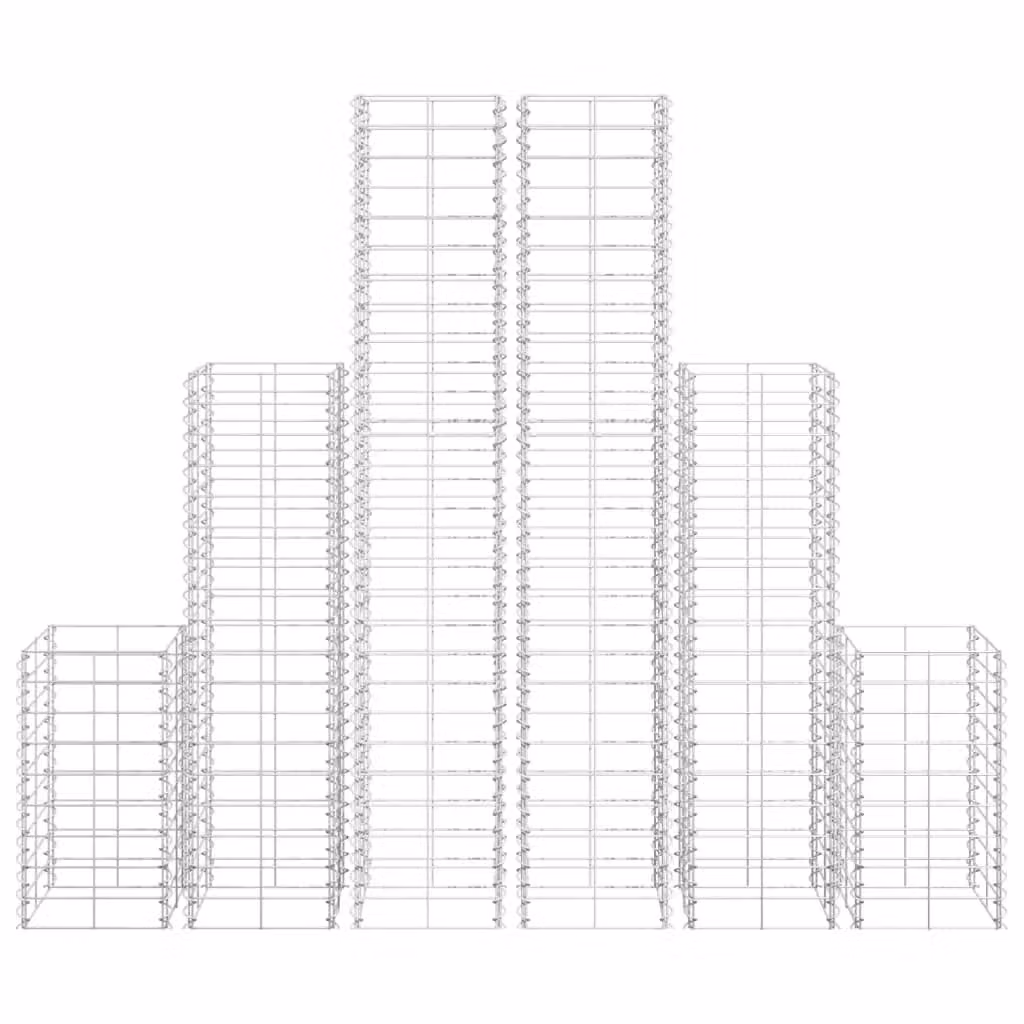 Berkfield Home 6 Piece Silver Galvanised Steel Gabion Basket Set – 3