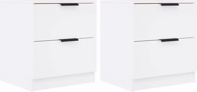 Berkfield Home Set of 2 White Classic Bedside Cabinets in Matt MDF