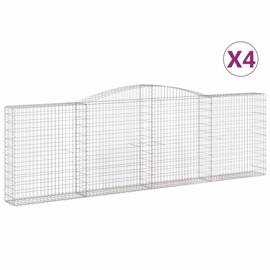 Berkfield Home Arched Gabion Baskets, 4 Piece Set, Silver Galvanised Steel, W: 400 cm, D: 30 cm, H: 120-140 cm – 2