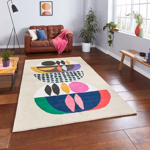 The Rug Shop UK Multicolour Abstract Modern Machine Woven Easy Care Rug W: 150 cm, L: 230 cm