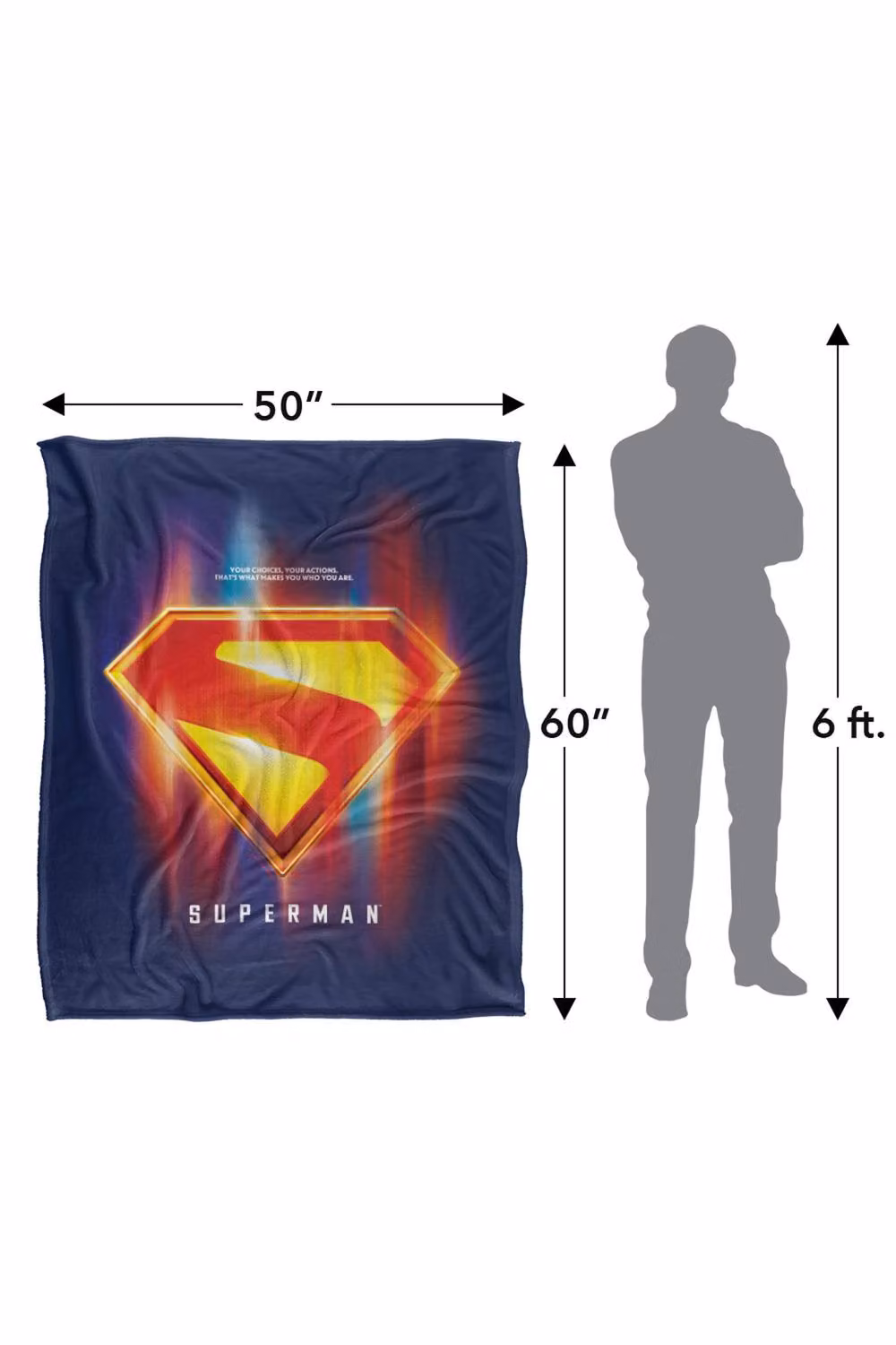 Warner Bros. Superman 2025 Glowing Shield Choices Super Soft Fleece Throw Blanket, Multicolour, W: 152 cm, D: 127 cm – 7